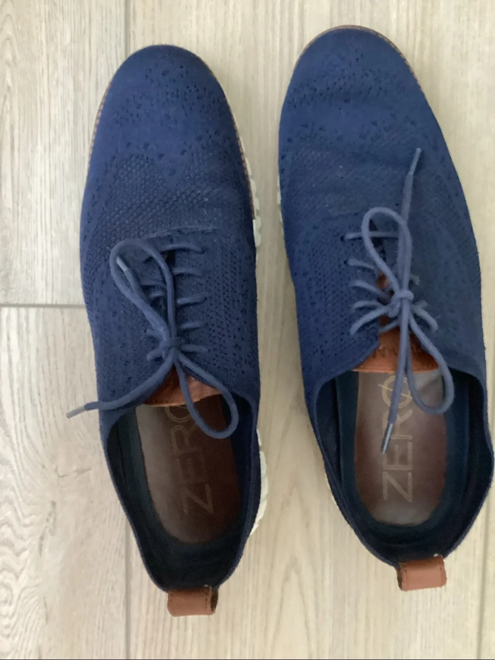 Cole Haan ZERØGRAND Stitchlite™ Wingtip Oxford Marine Blue Size 9.5 Smart Casual